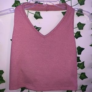 Pink ribbed halter top